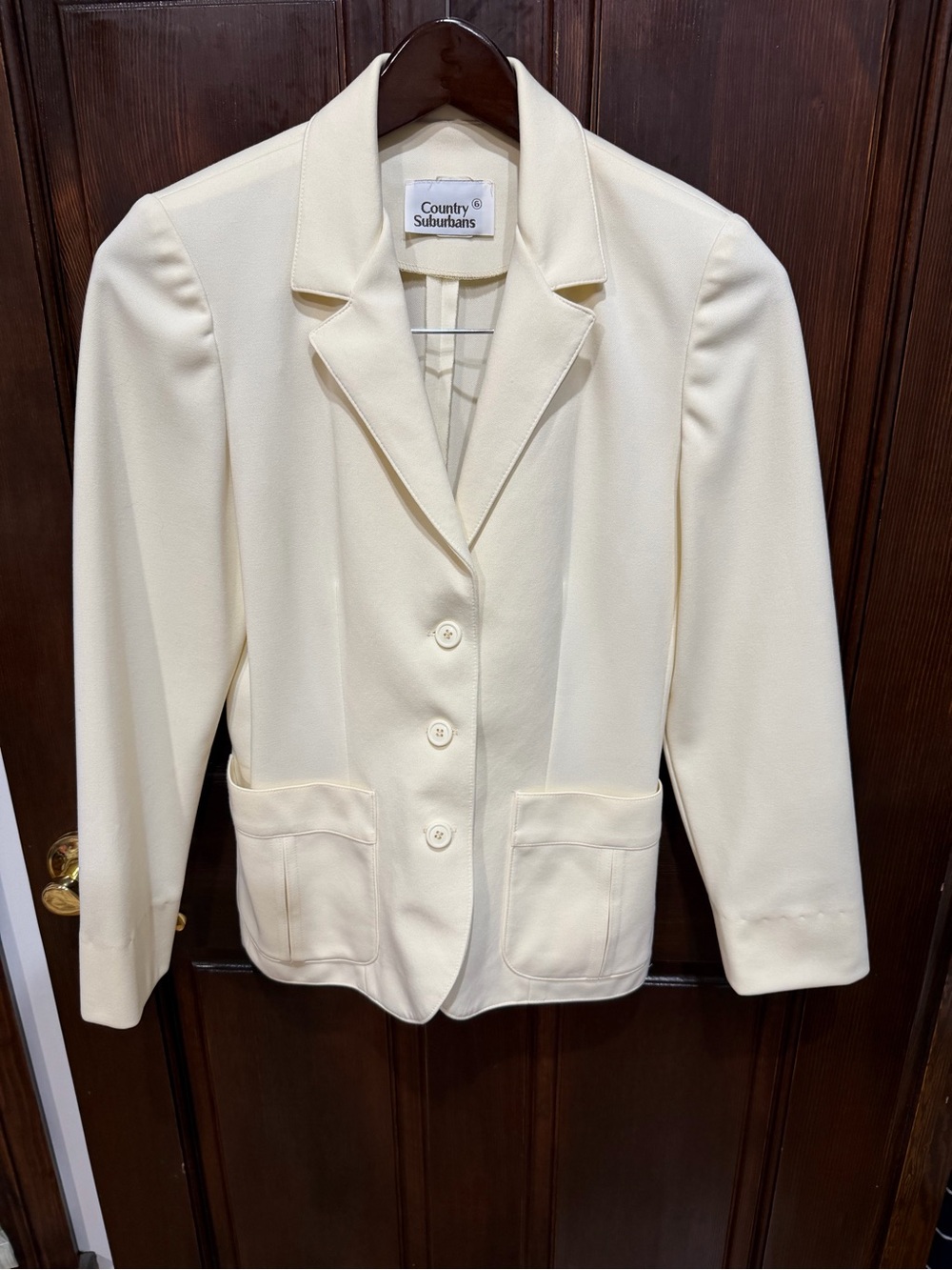 Vintage Country Suburbans Cream Single-Breasted Blazer